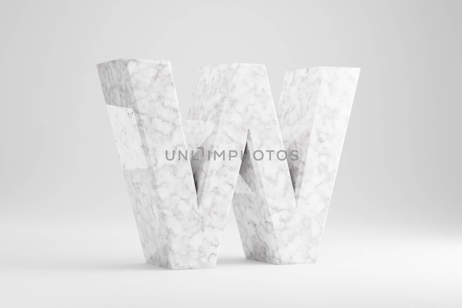 Marble 3d letter W uppercase. White marble letter isolated on white background. 3d rendered font character. by Whitebarbie