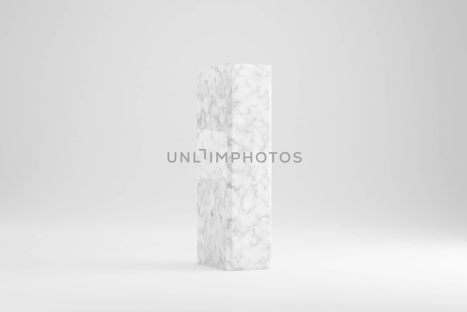 Marble 3d letter I uppercase. White marble letter isolated on white background. Glossy marble stone alphabet. 3d rendered font character.
