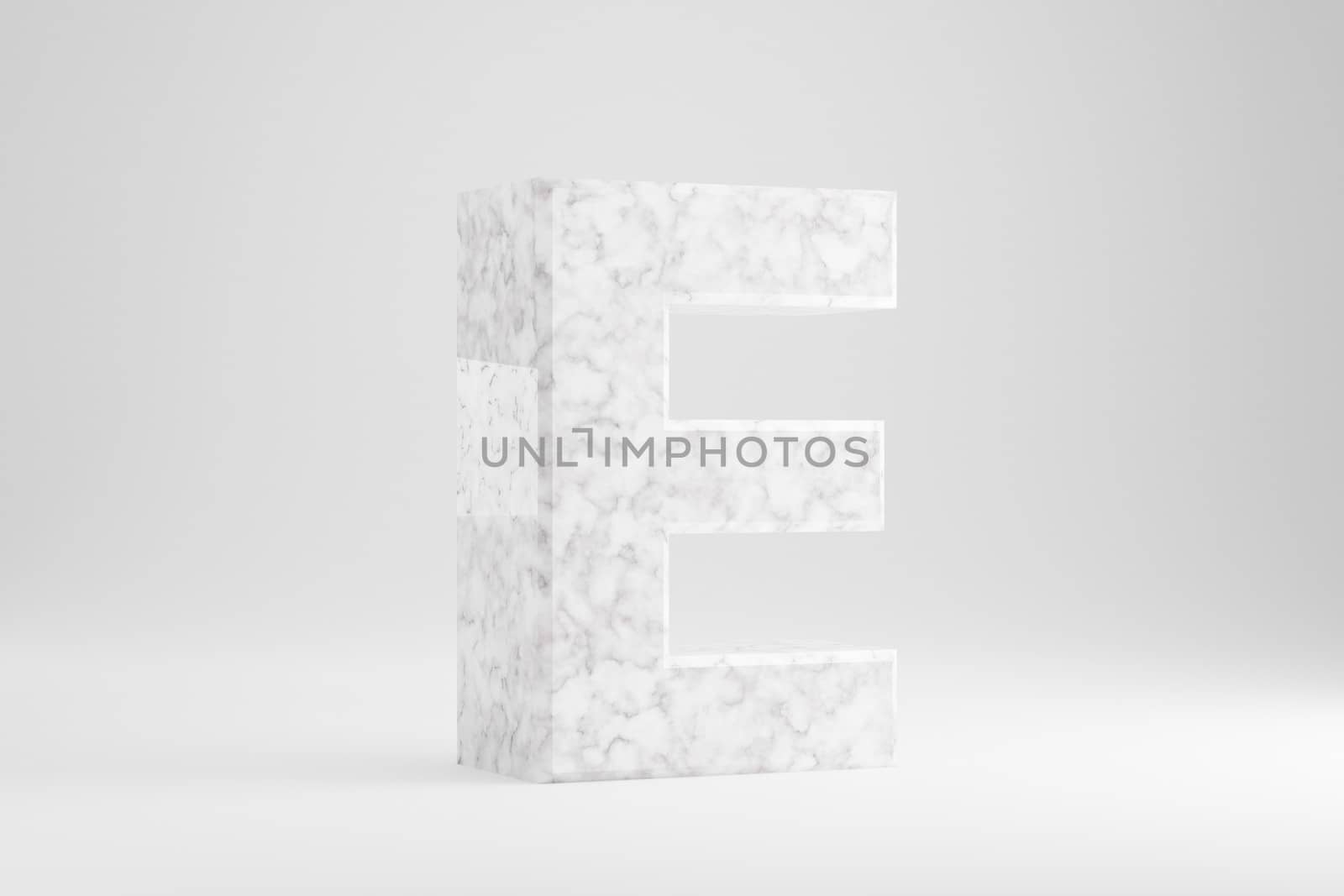 Marble 3d letter E uppercase. White marble letter isolated on white background. 3d rendered font character. by Whitebarbie