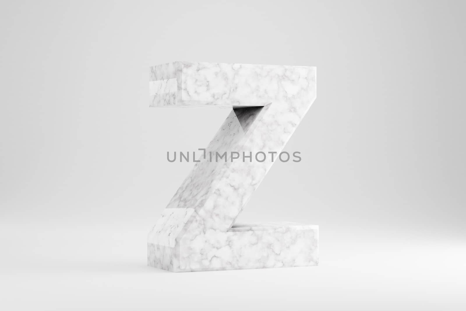 Marble 3d letter Z uppercase. White marble letter isolated on white background. 3d rendered font character. by Whitebarbie
