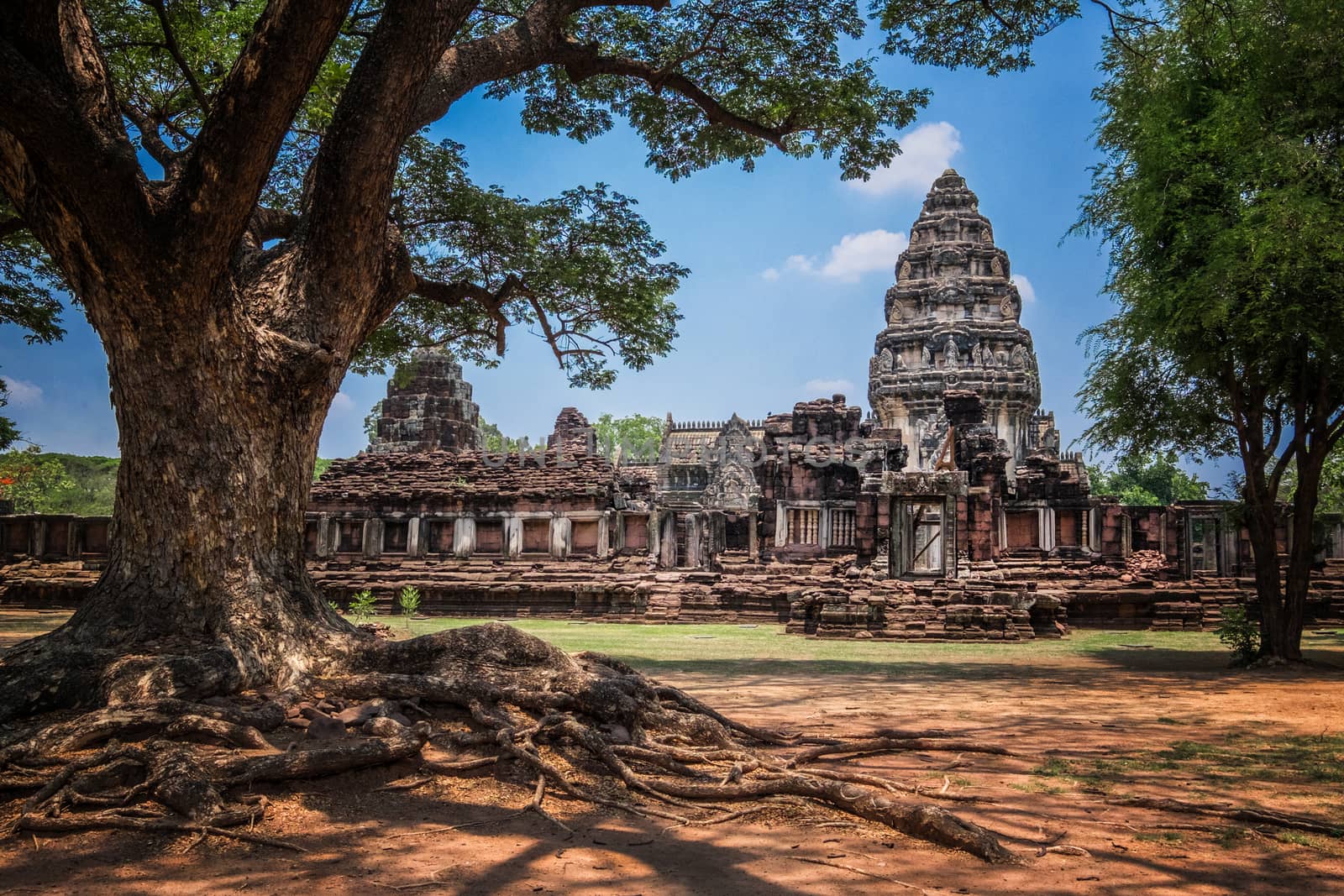 Front view of Prasat Hin Rock castle in Phimai Historical Park N by Surasak