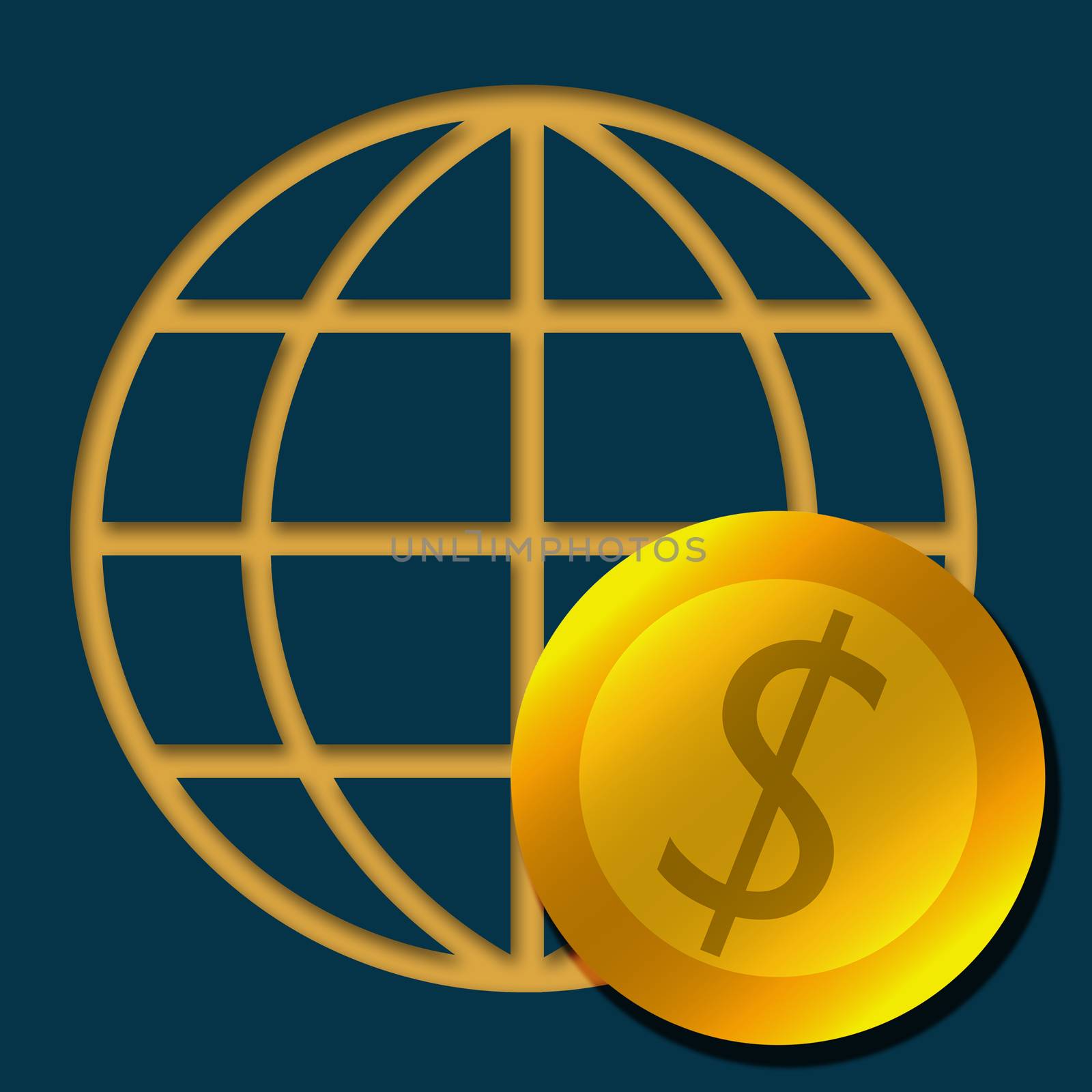 Earth globe with dollar symbol icon , 3d rendering