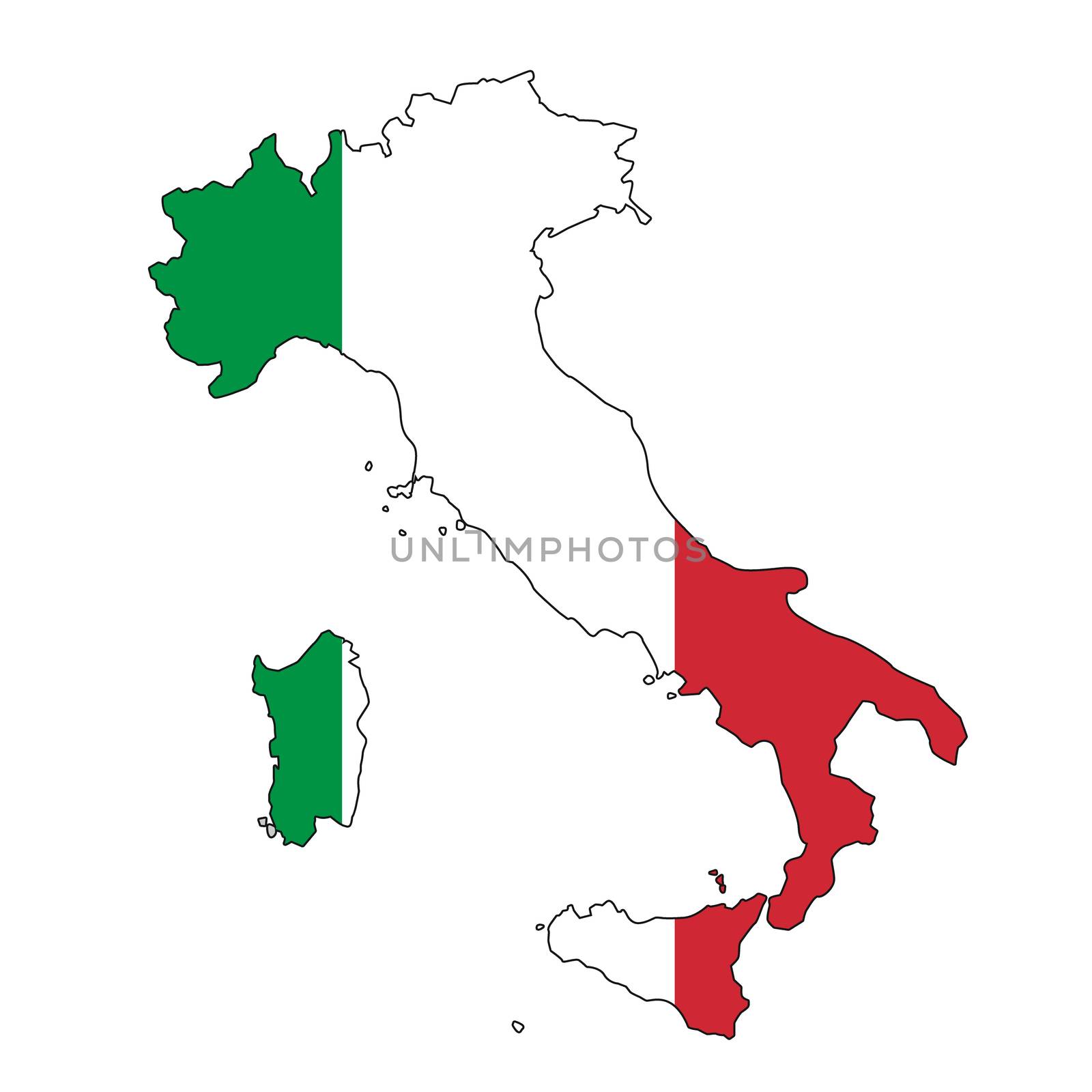 Italy map with color of their flag by tang90246