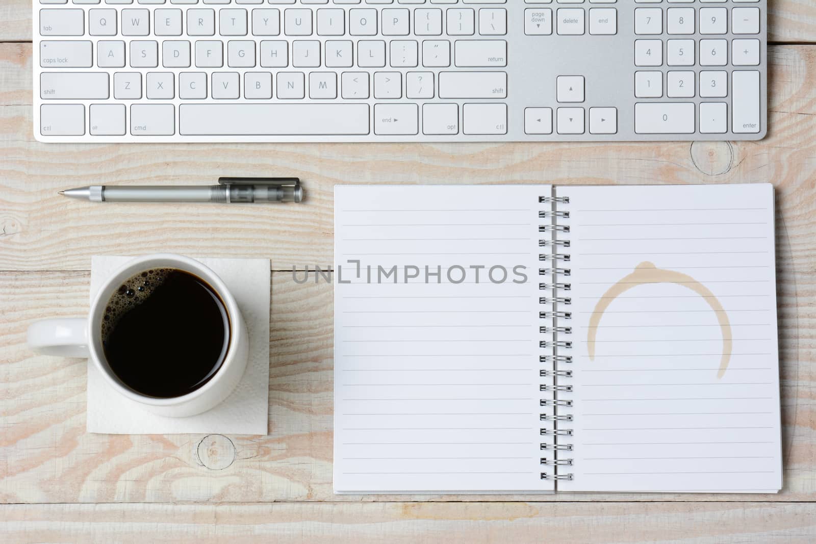 White Desk With Coffee and Keyboard by sCukrov