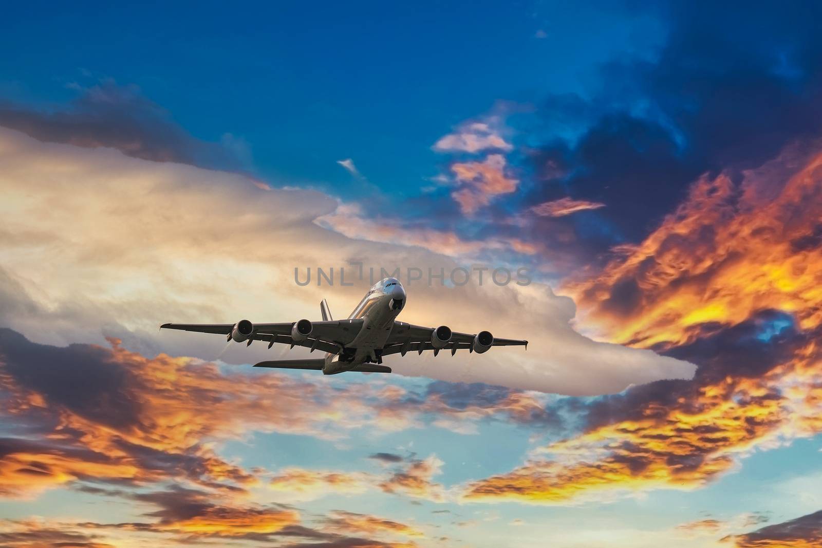 Plane Taking Off at Sunrise by dbvirago