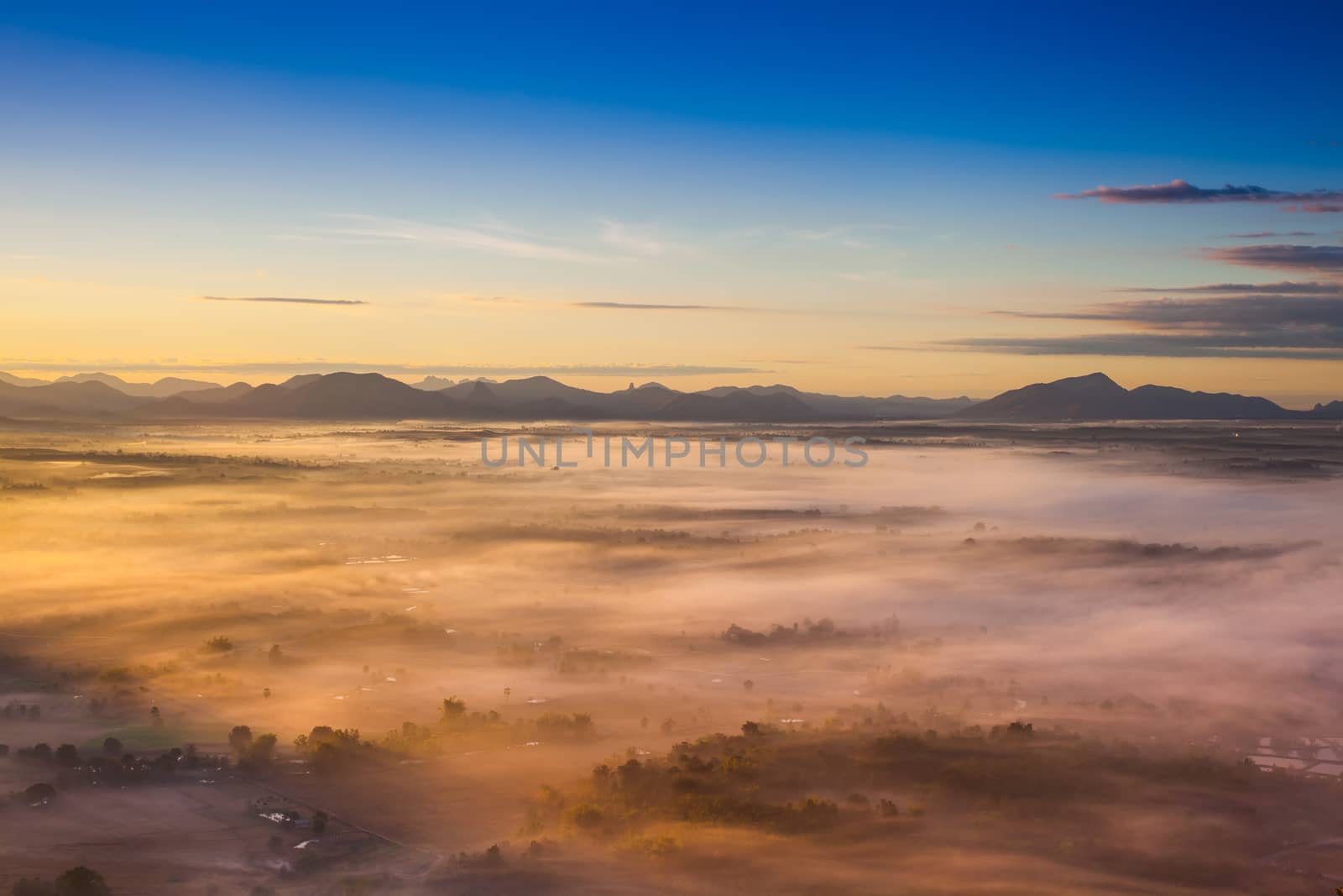 landscape view of sunrise above mountain with cloudy located at loei province north east of Thailand