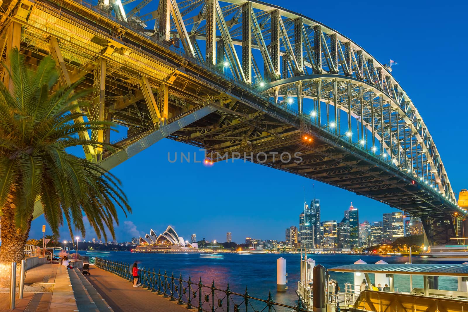 Downtown Sydney skyline in Australia from top view at twilight 