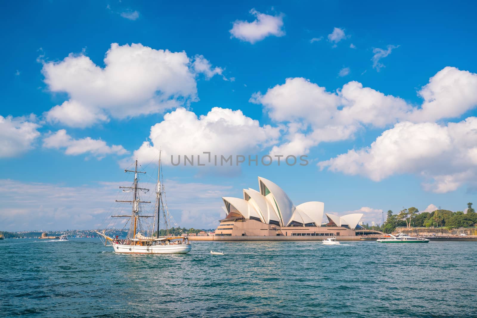 Sydney, Australia - MAy 18, 2019: Sydney Opera House with blue sky, Sydney, Australia
