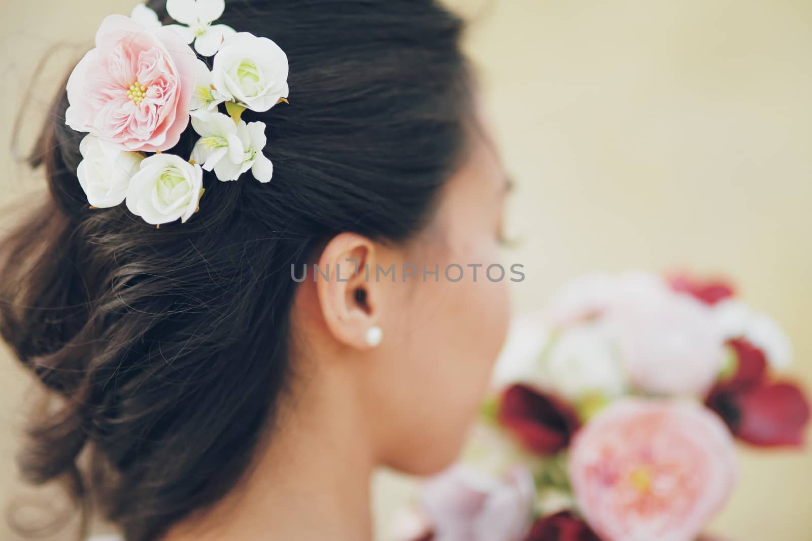 The girl's hair. Flowers in hair. Wedding bouquet. by selinsmo