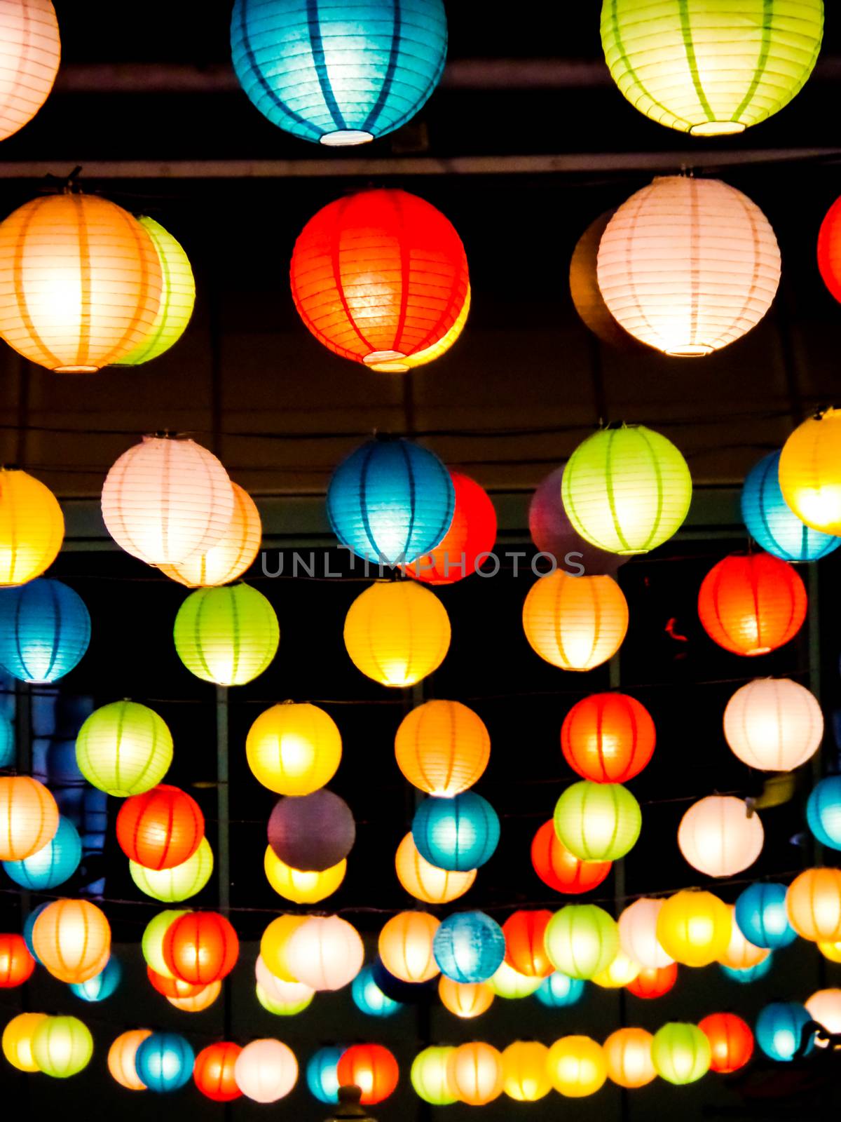 rainbow of japan lamp interior indoor in public night plaza at central north pattaya