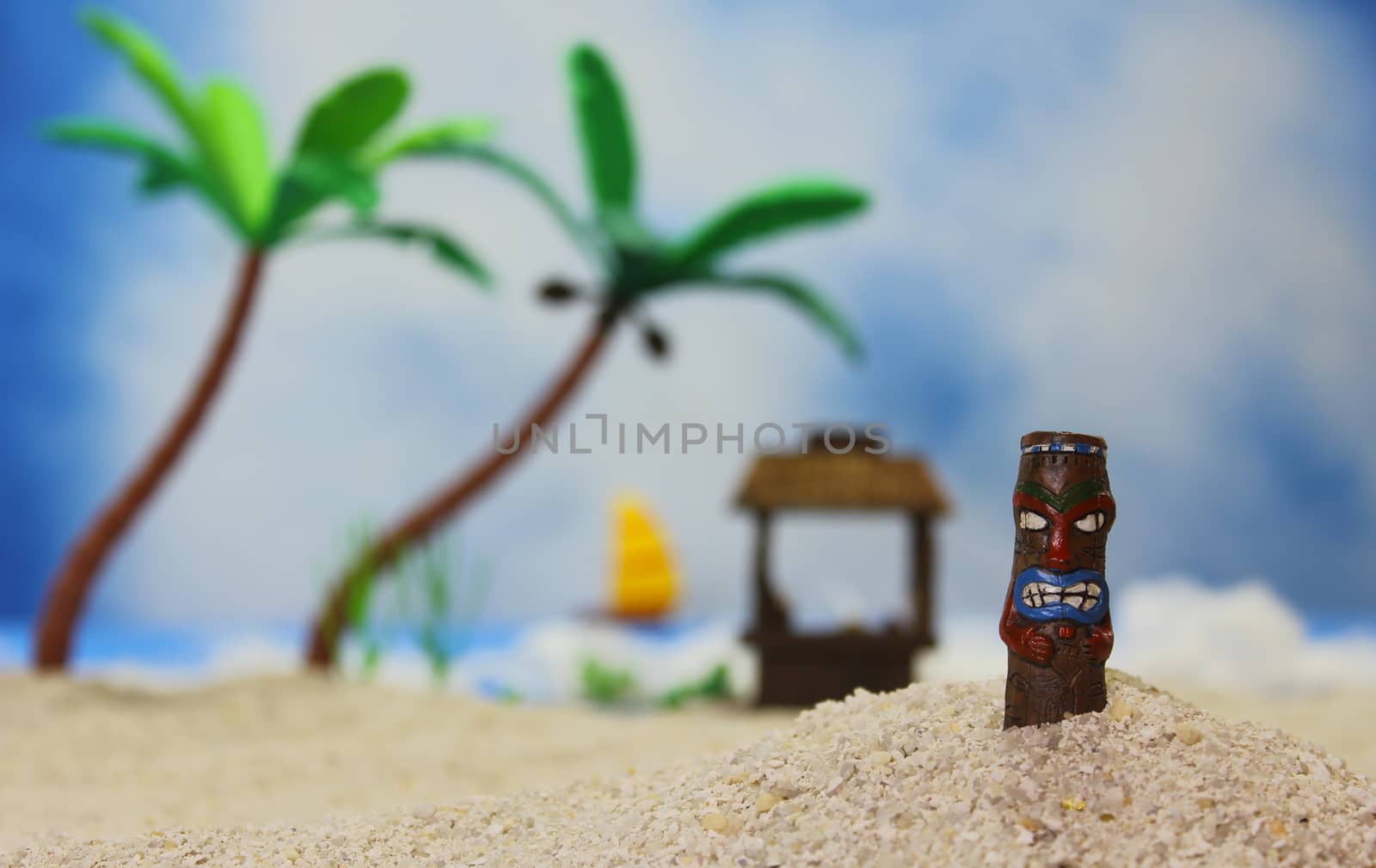 Tikki Statue on Tropical Beach by Marti157900
