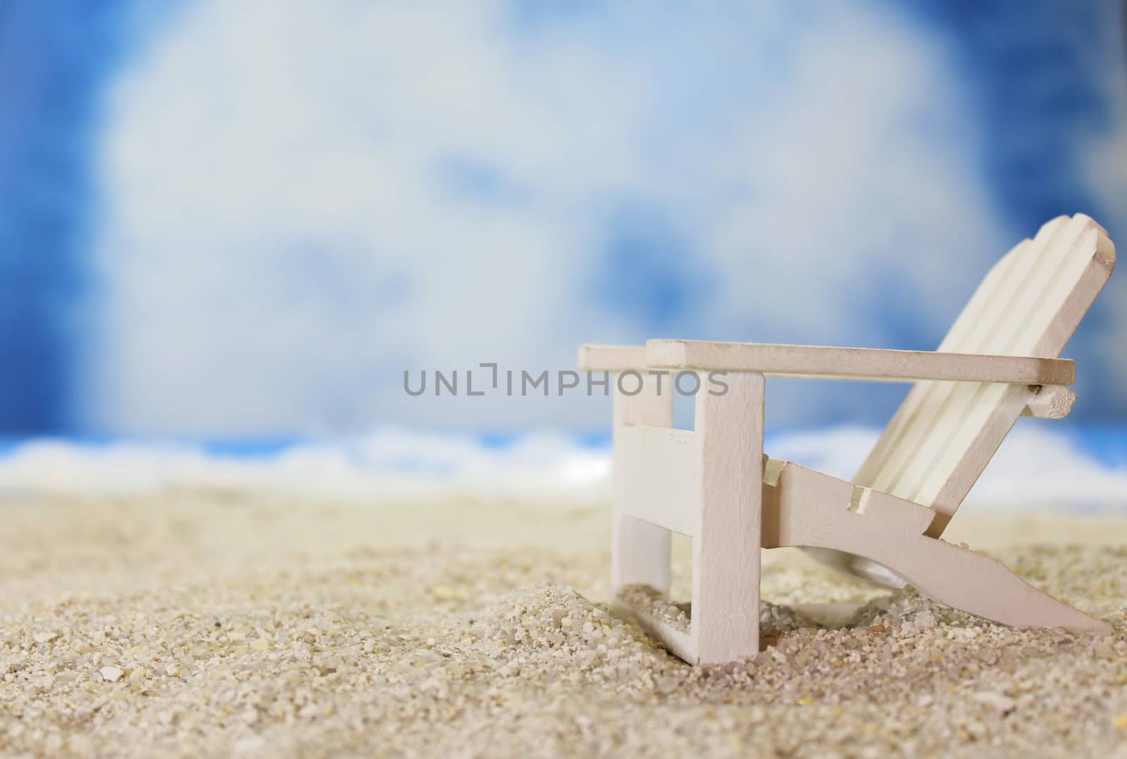 White Beach Chair on Sandy Bach With Waves by Marti157900