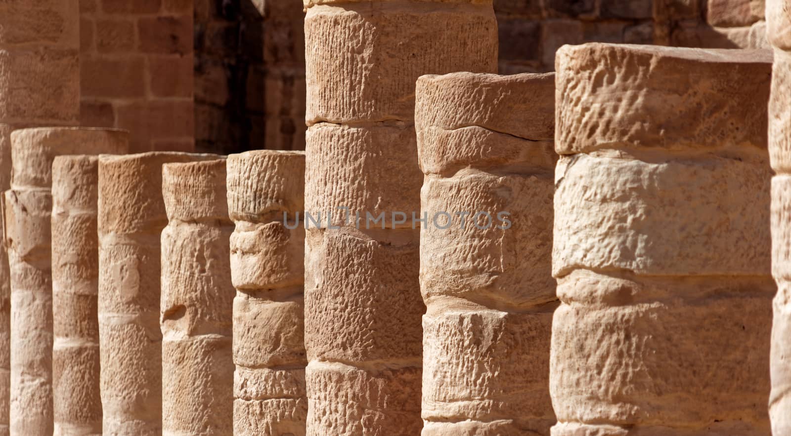 Abstract photo of the Roman columns in Petra, Jordan