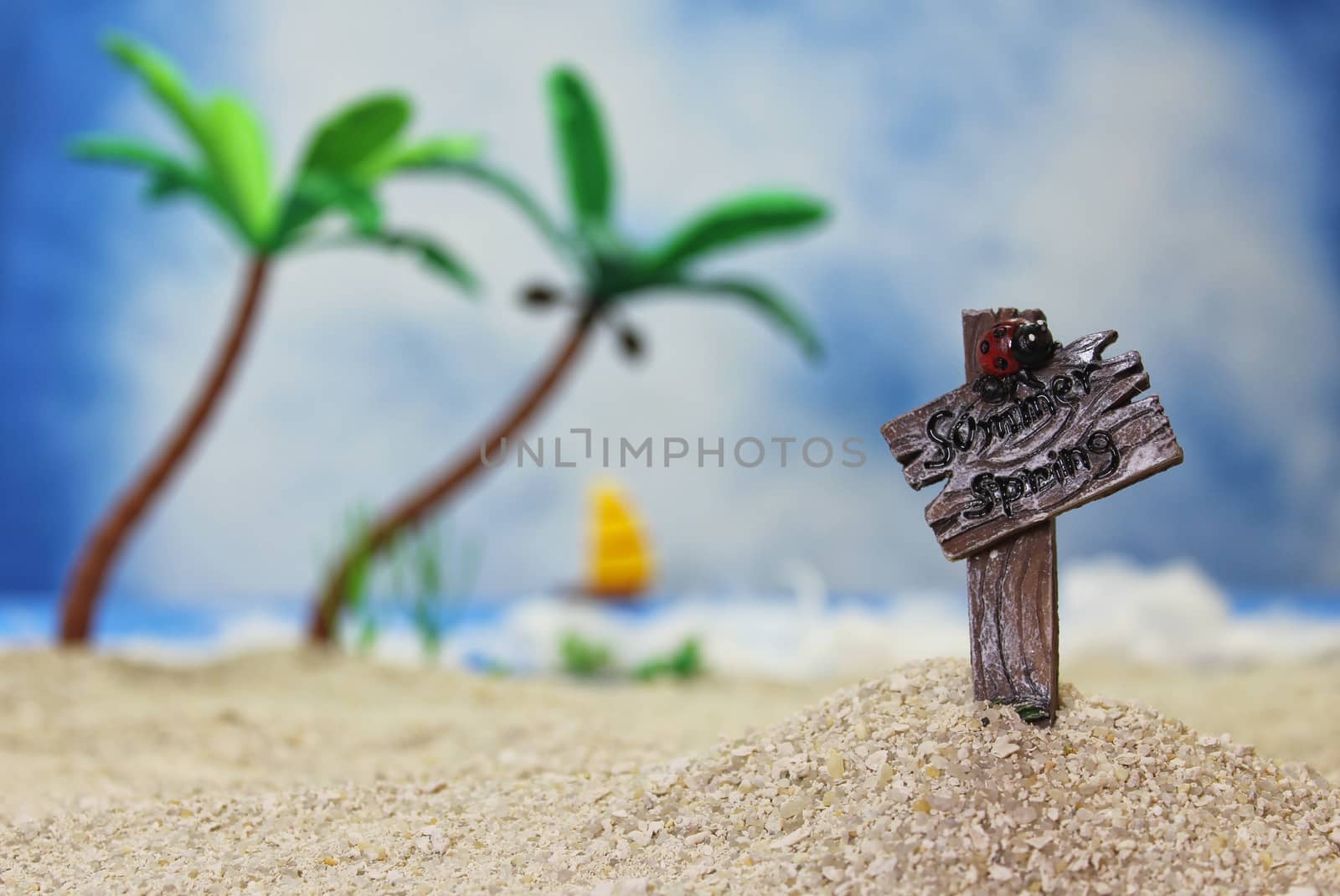 Signpost on Tropical Beach by Marti157900