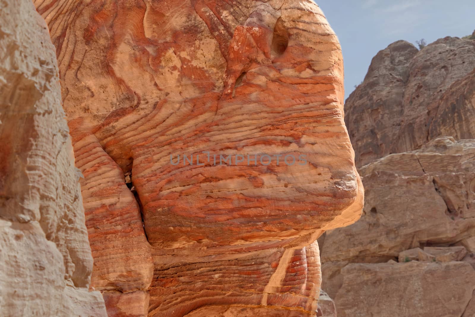 Sandstone coloured red, orange and black by iron and manganese compounds in the World Heritage of Petra by geogif