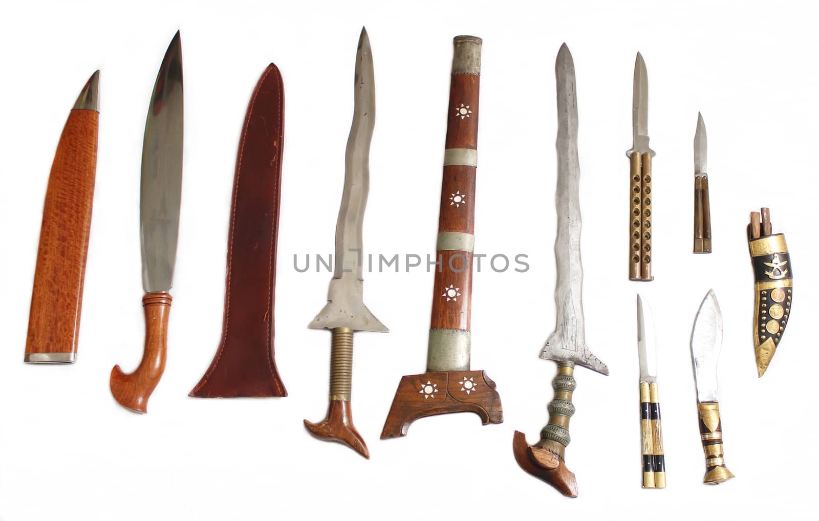 Filipino Fighting Sword and Knife Collection on White by Marti157900