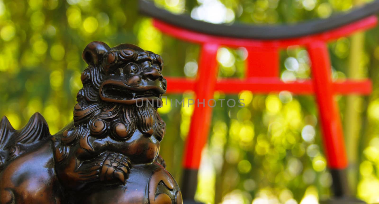 Torii Gate and Okinawan Statue