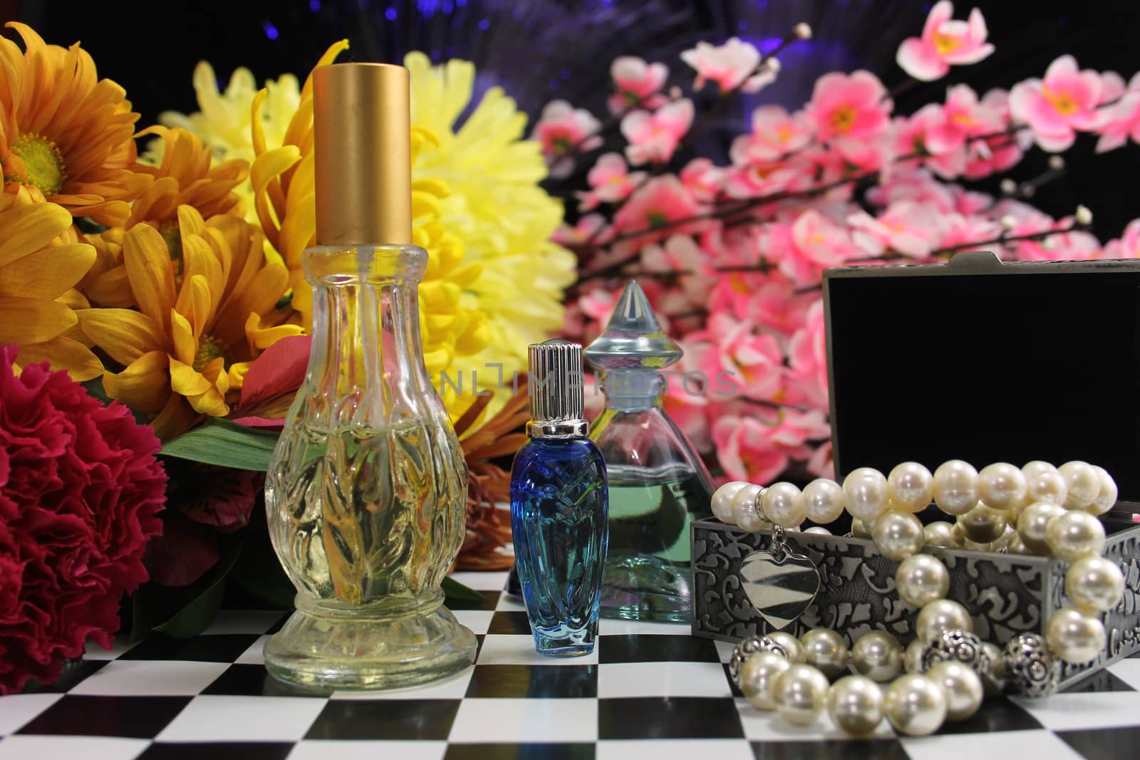 Flowers With Perfume and Jewelry