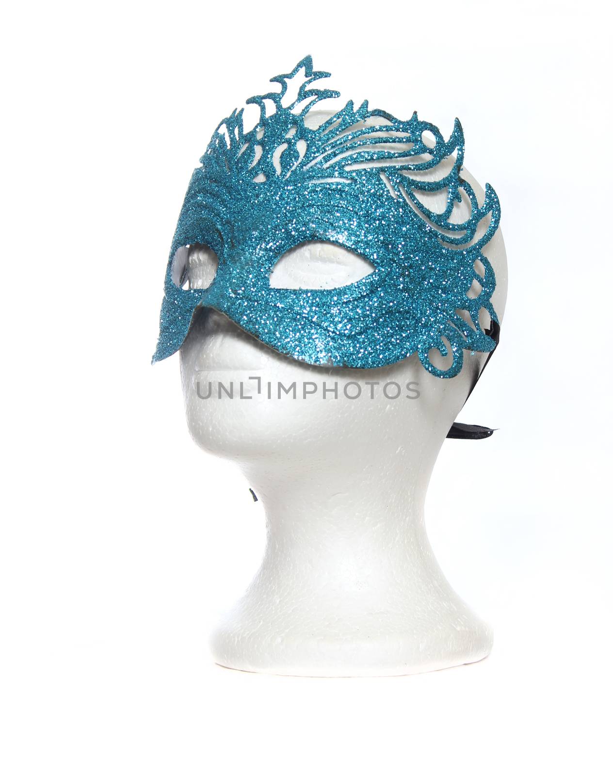 Blue Carnival Mardi Gras Mask on Mannequin head