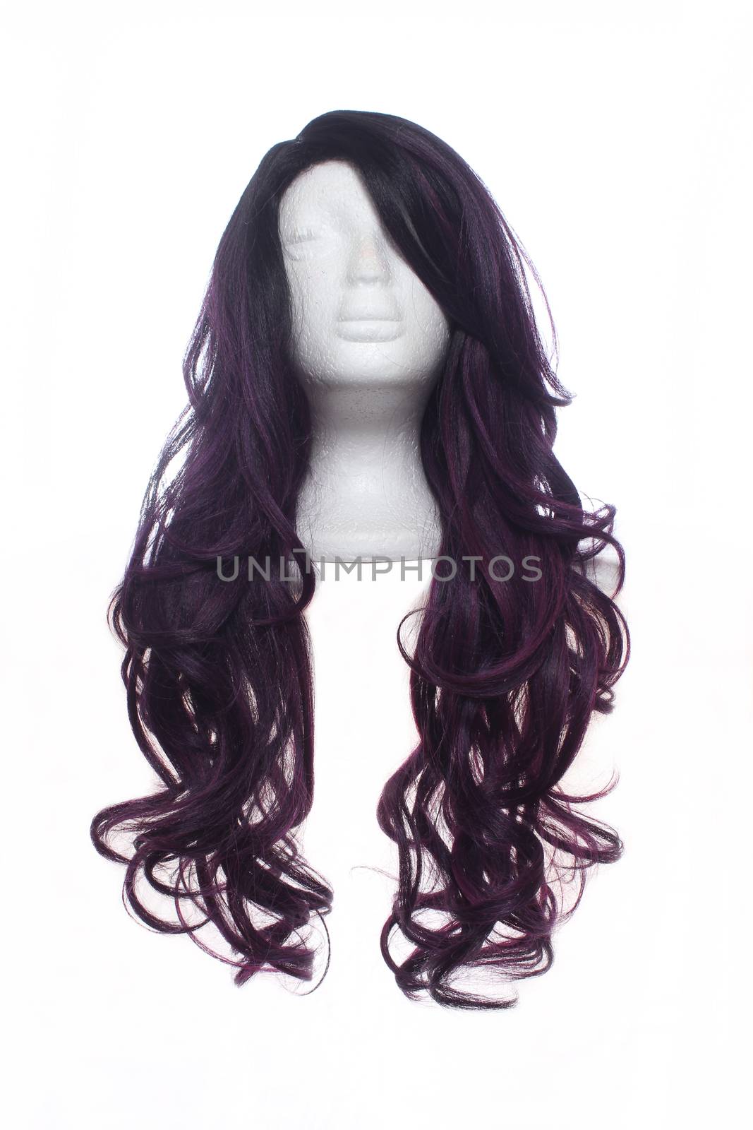 Black and Red Long Wig on Mannequin by Marti157900