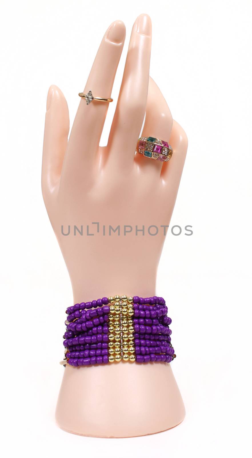Jewelry on Mannequin Hand, Rings and Bracelet