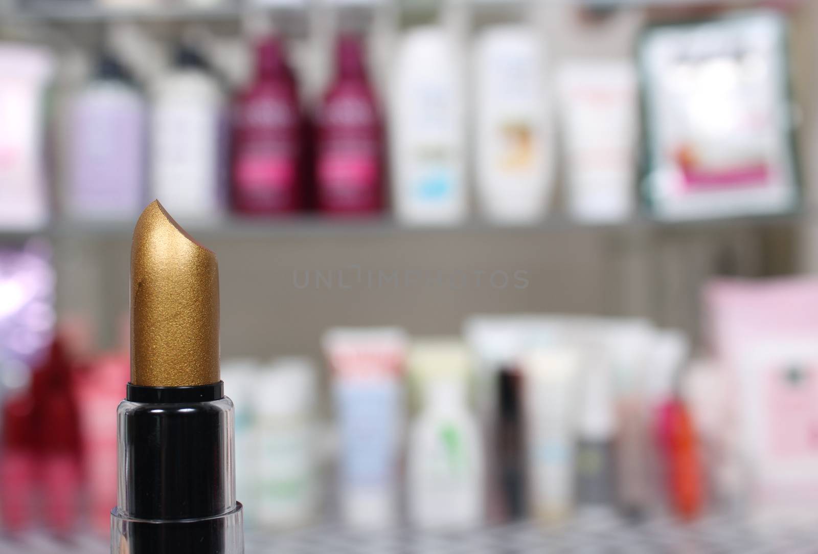 Cosmetics Counter With Various Beauty Products in Backgrounds by Marti157900