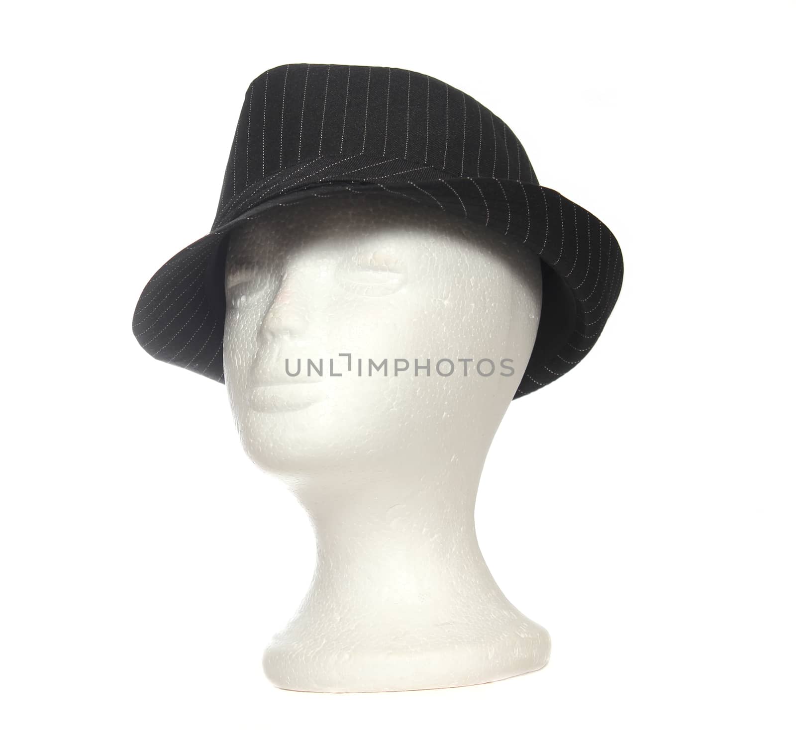 Classic Fedora Hat on Mannequin Head Isolated by Marti157900