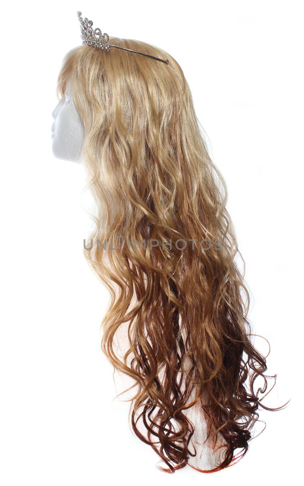 Two Toned Blond Wig on Mannequin Head with tiara by Marti157900