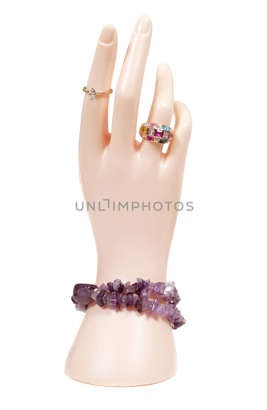 Jewelry on Mannequin Hand, Rings and Bracelet