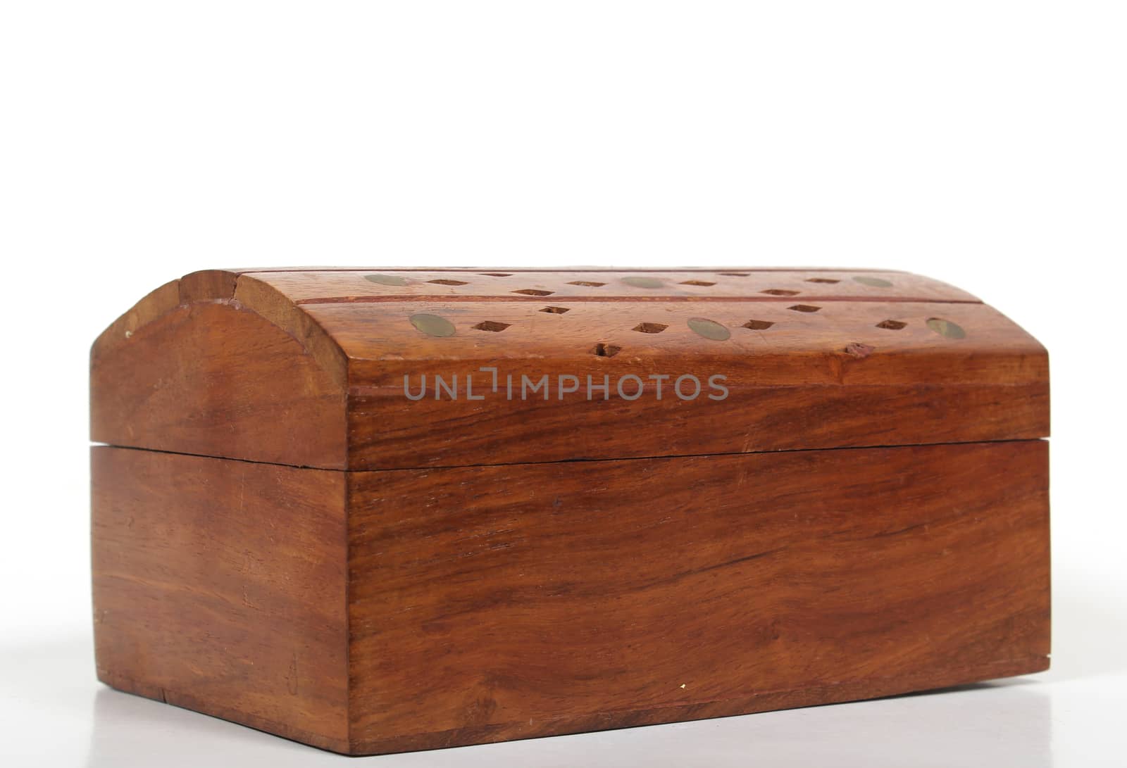 Antique Wooden Jewelry Box On White Background