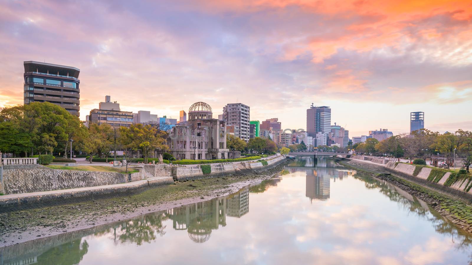 Hiroshima Peace Memorial Park with Atomic Bomb Dome in Hiroshima by f11photo