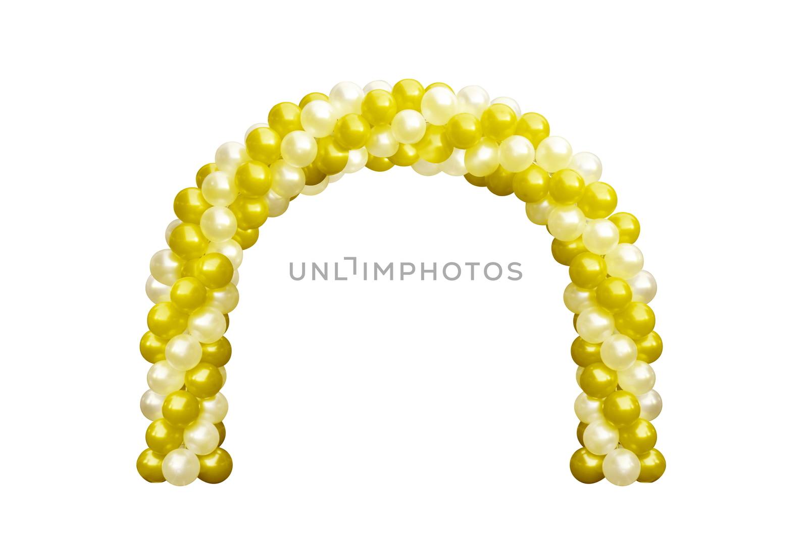 Balloon Archway door Yellow Gold and white, Arches wedding, Balloon Festival design decoration elements with arch floral design isolated on white Background by cgdeaw