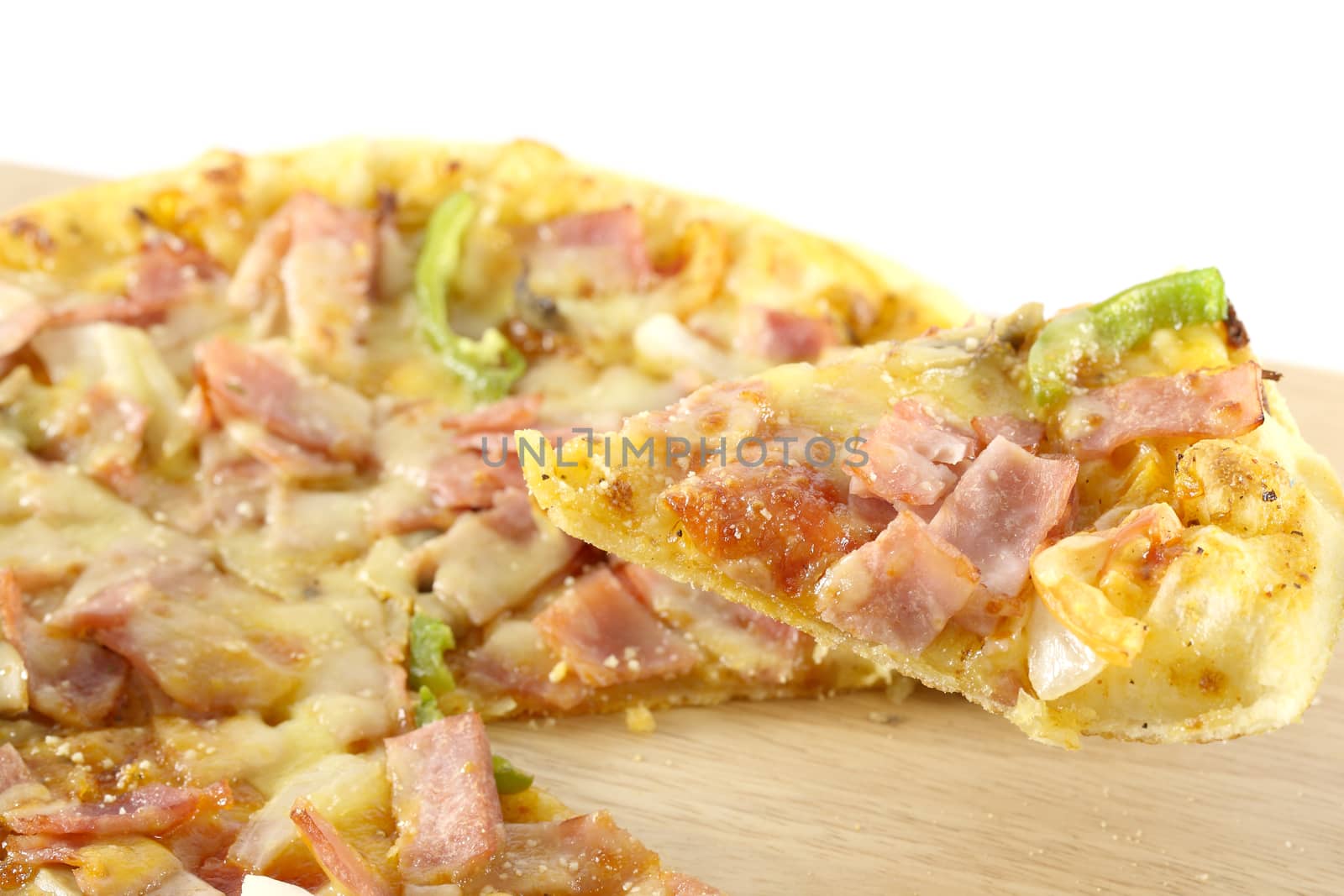 pizza isolated in a white background  by piyato