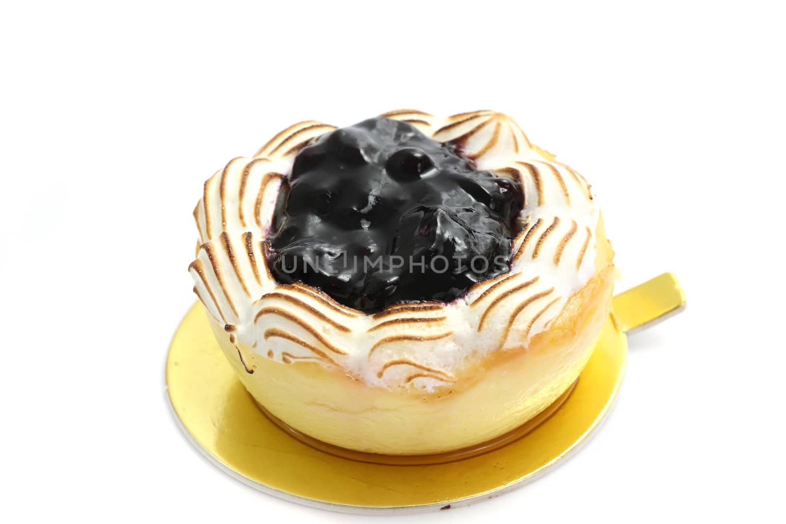 Blueberry cheesecake isolated in white background