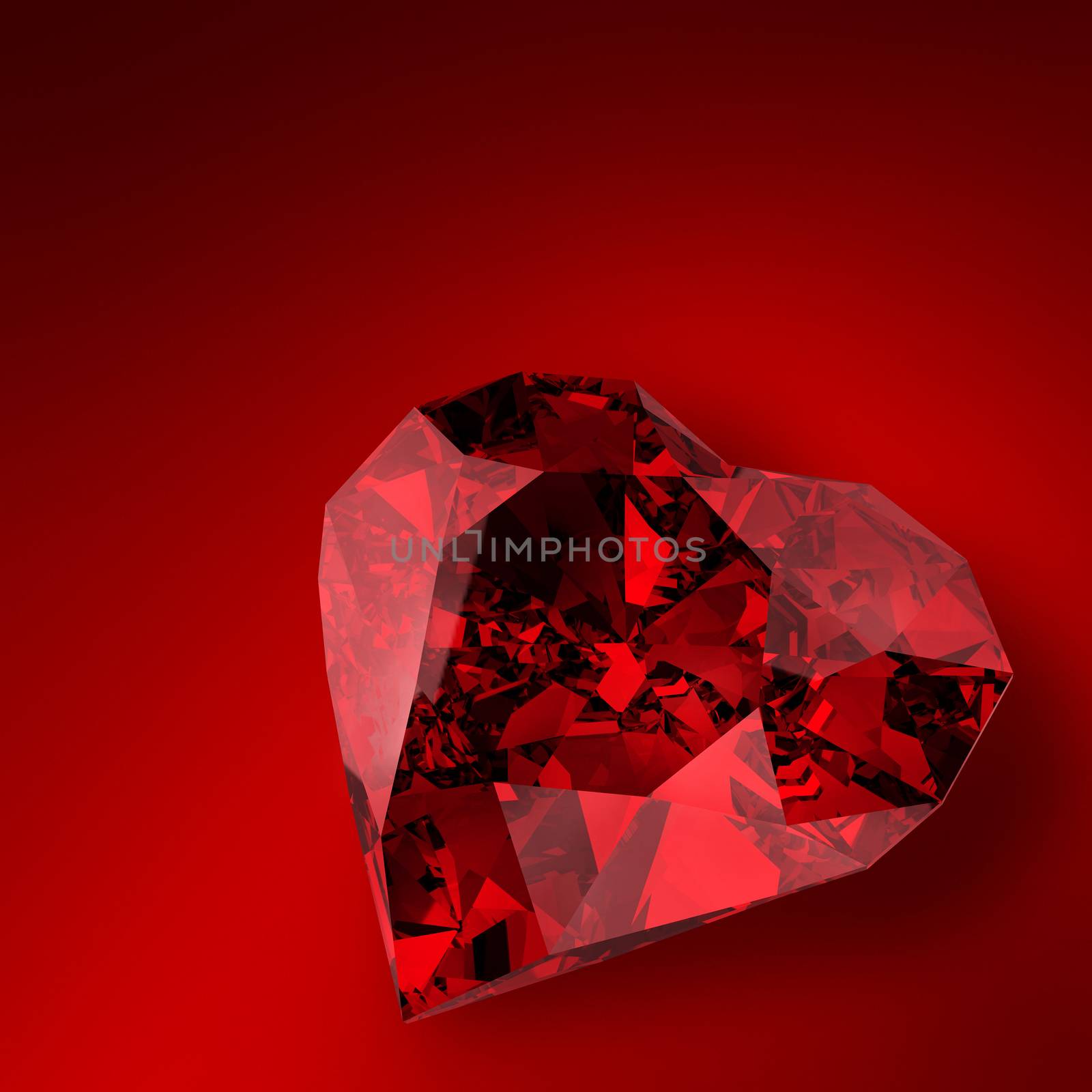 glowing diamond heart illustration on red