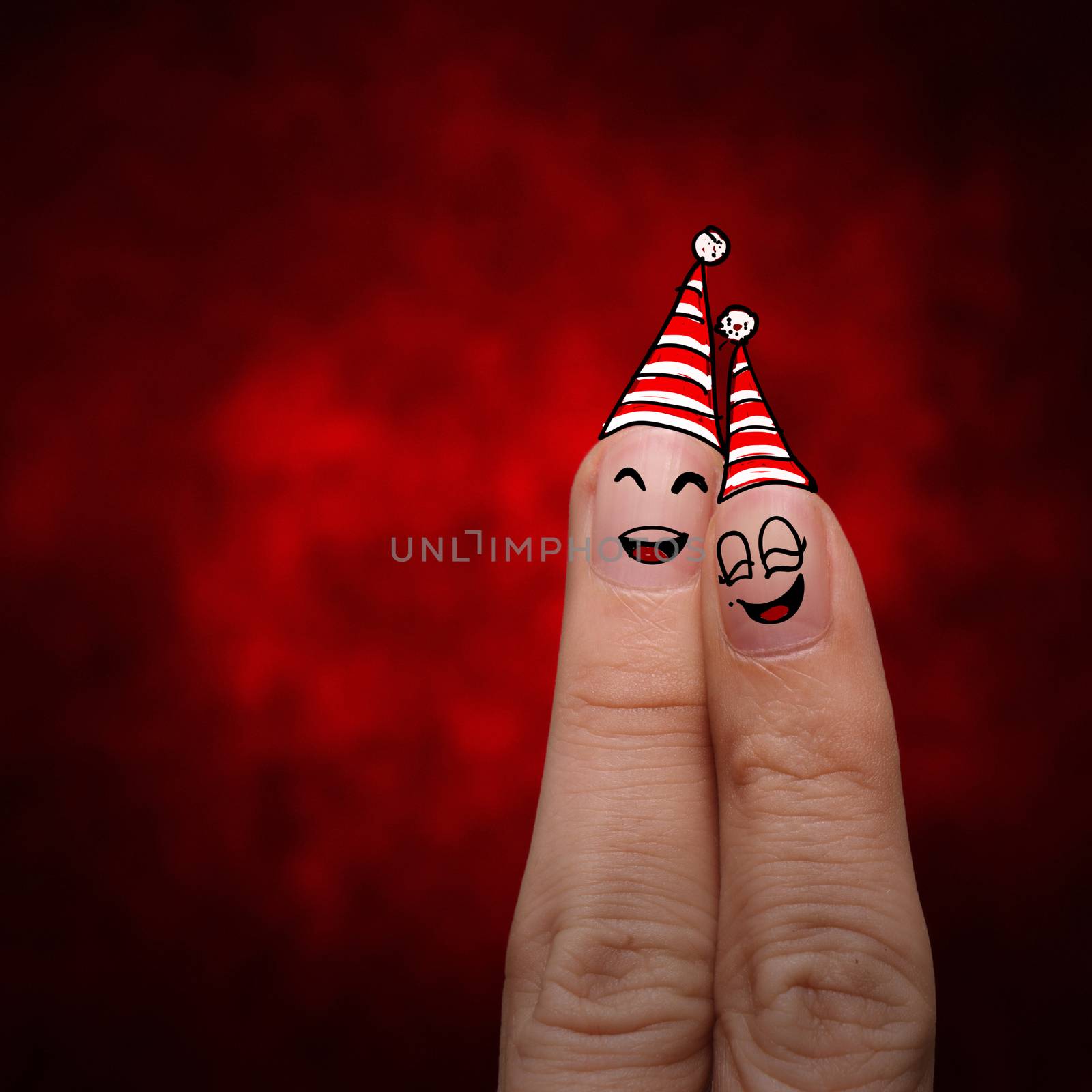 Concept of a happy finger creative couple in love 