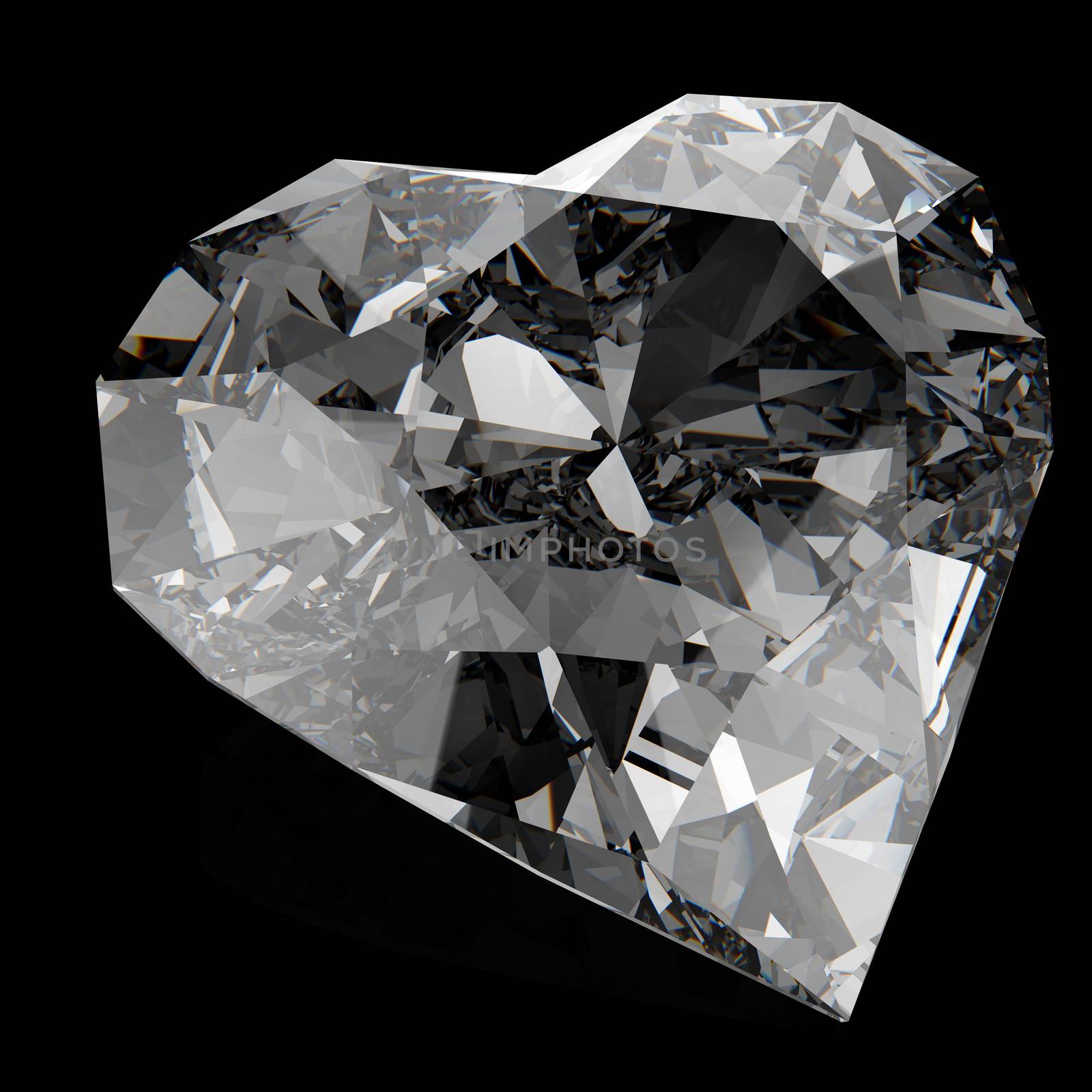 diamond heart shape on black surface