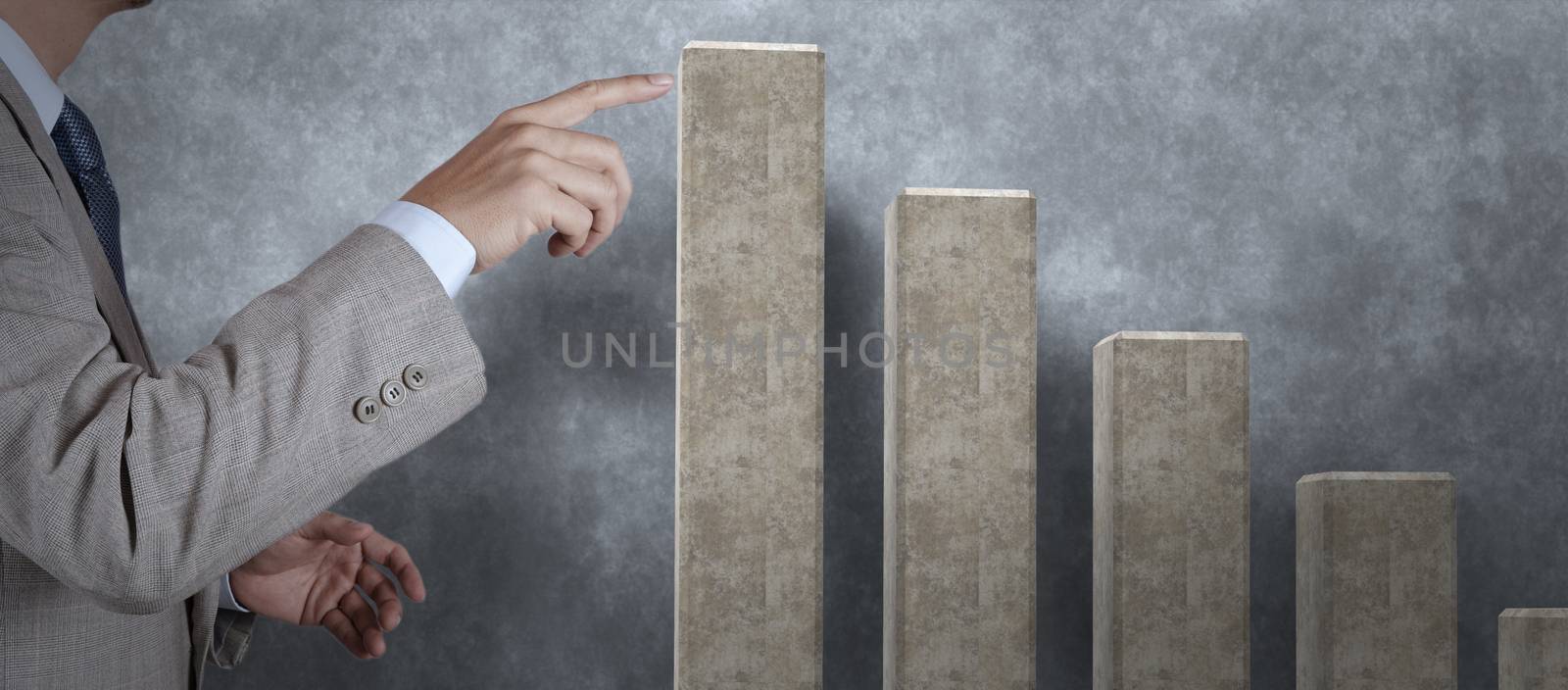 businessman hand touch virtual cement graph as concept