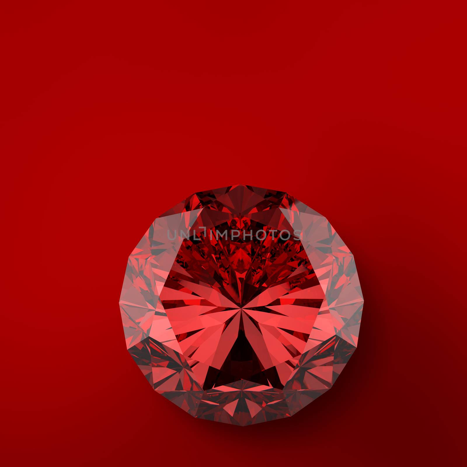red 3d diamond on red background