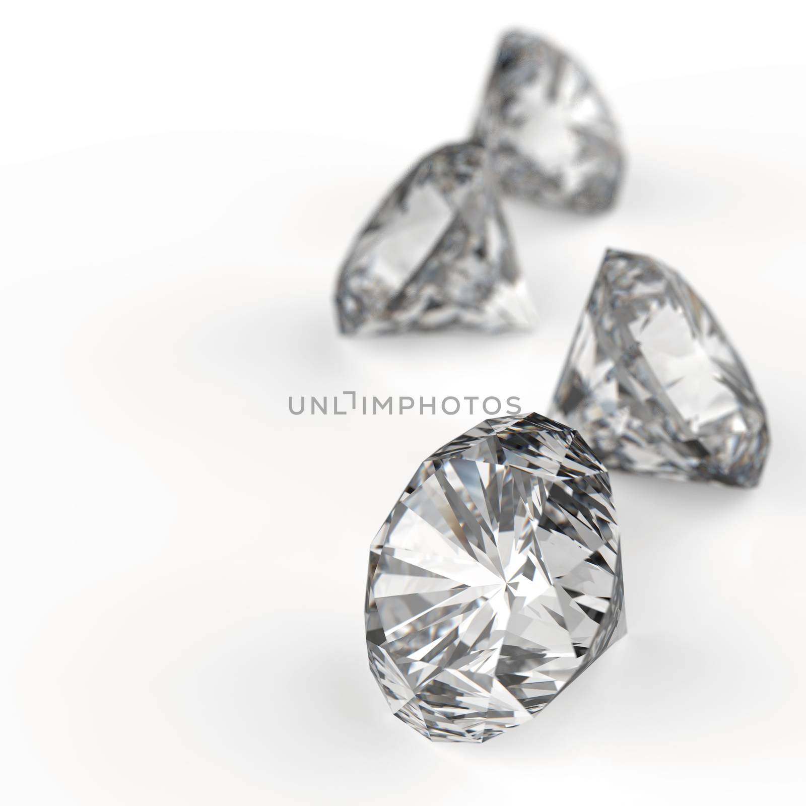 diamonds 3d on black or white surface