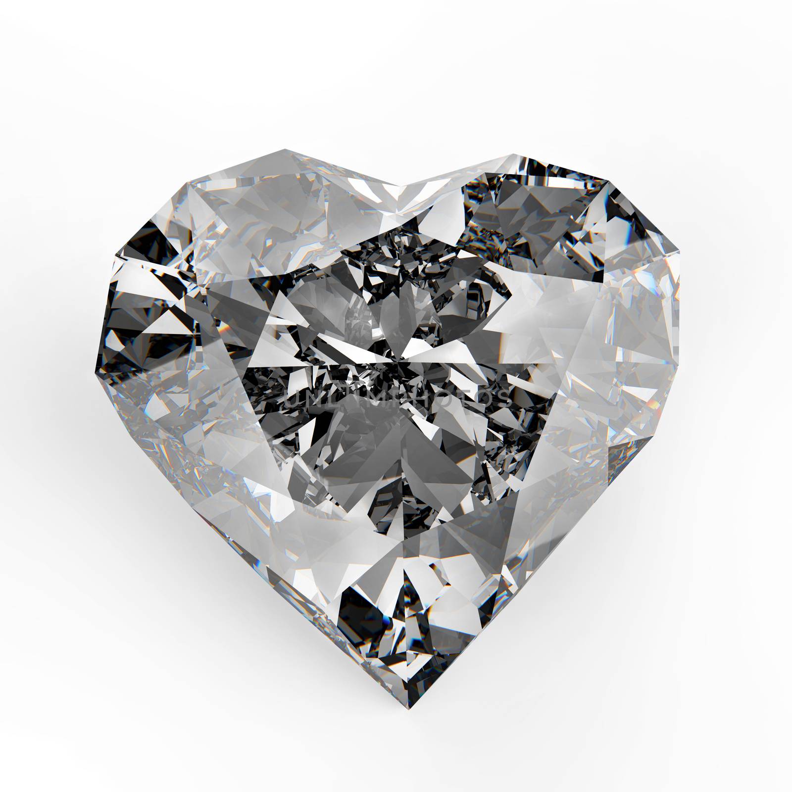 3d diamond heart shape on white background