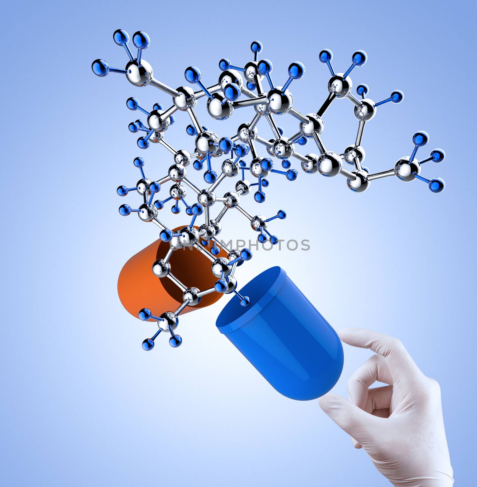 medical capsule and molecule structure as concept