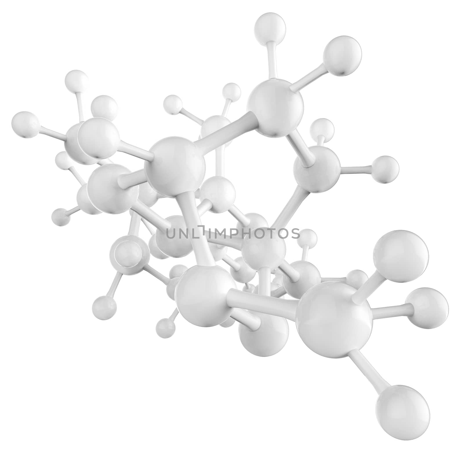 Molecule white 3d on white background
