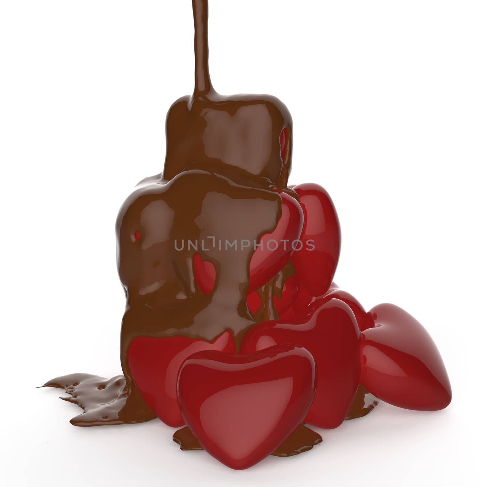  chocolate syrup leaking over heart shape symbol by everythingpossible