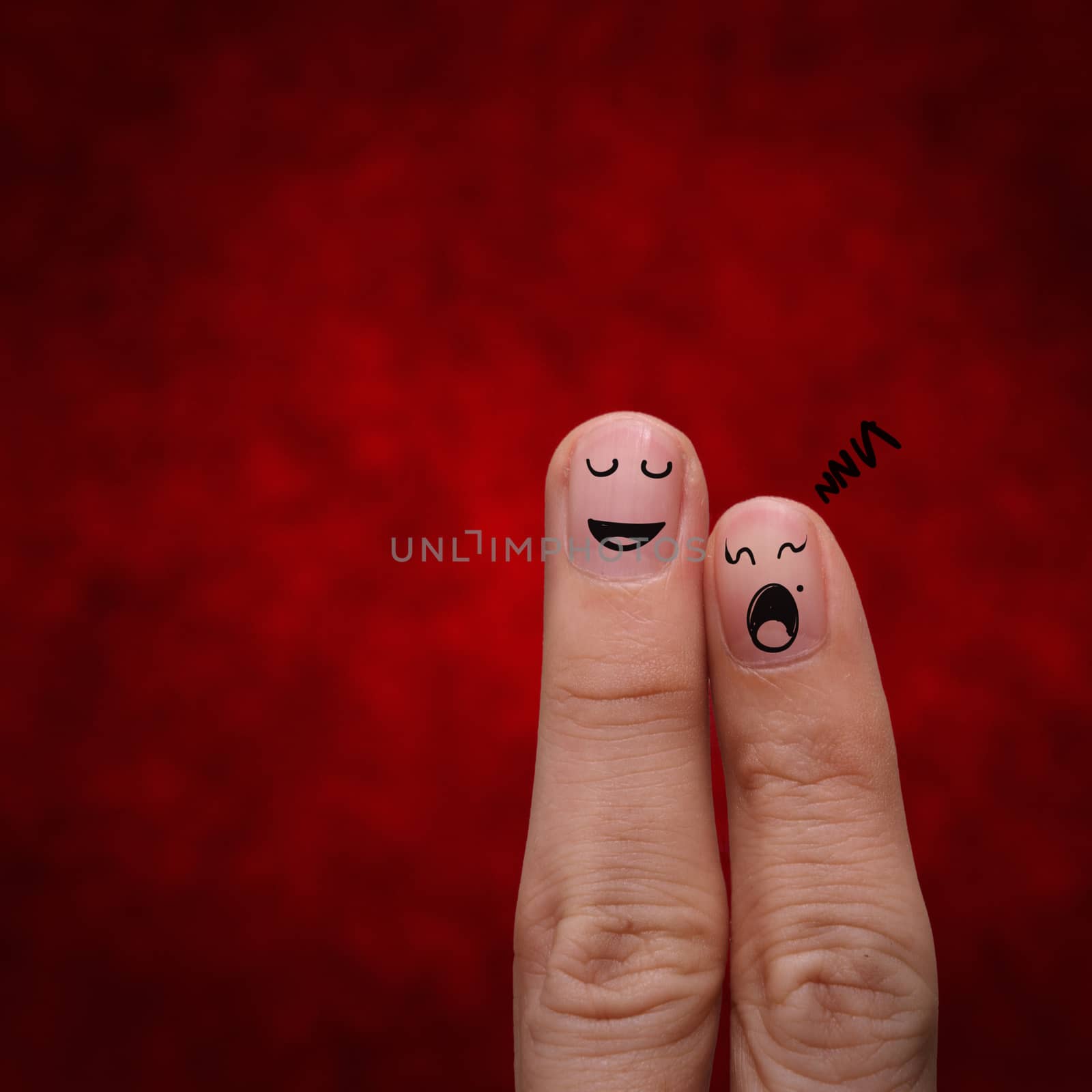 A happy couple in love with painted smiley by everythingpossible