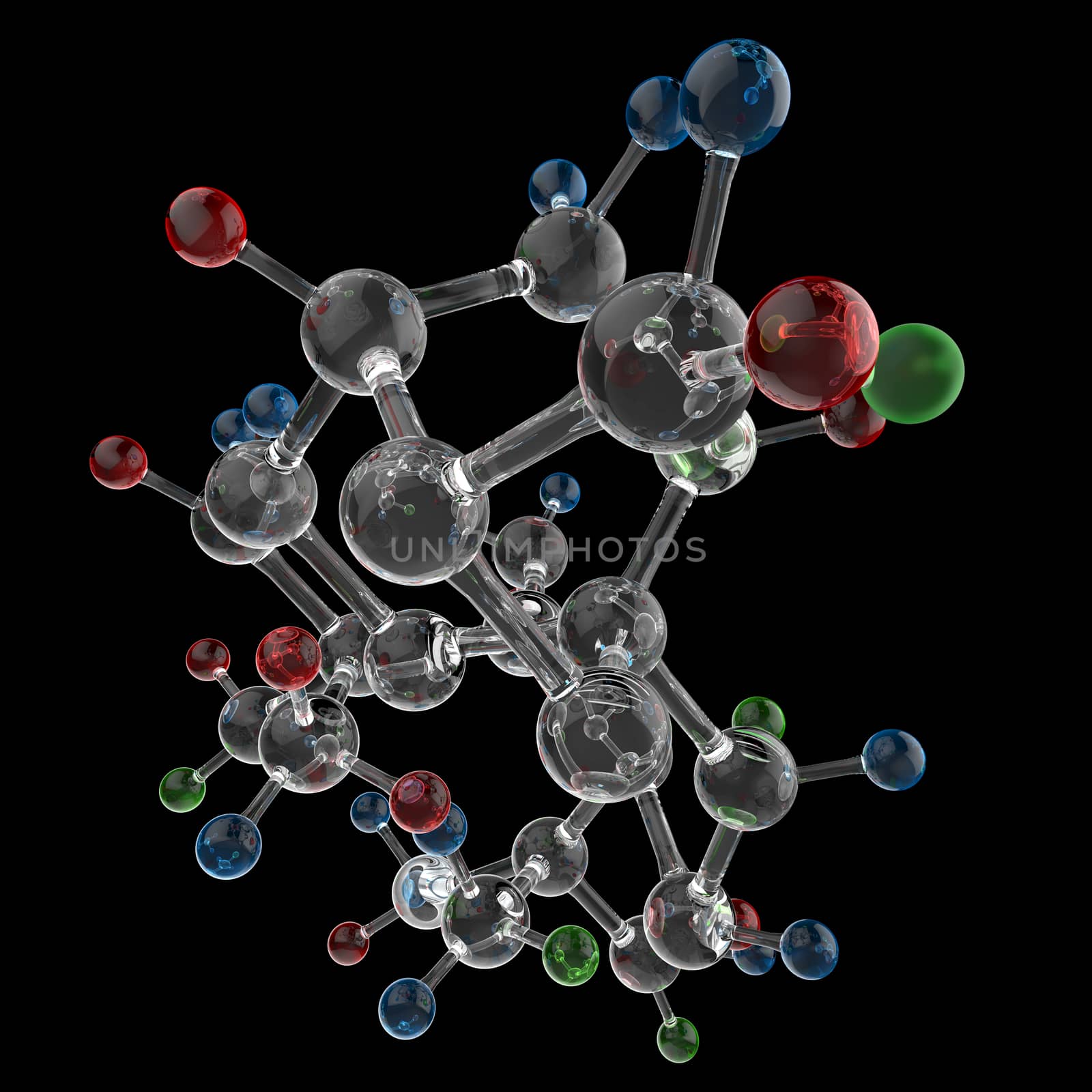 Molecule 3d on black background