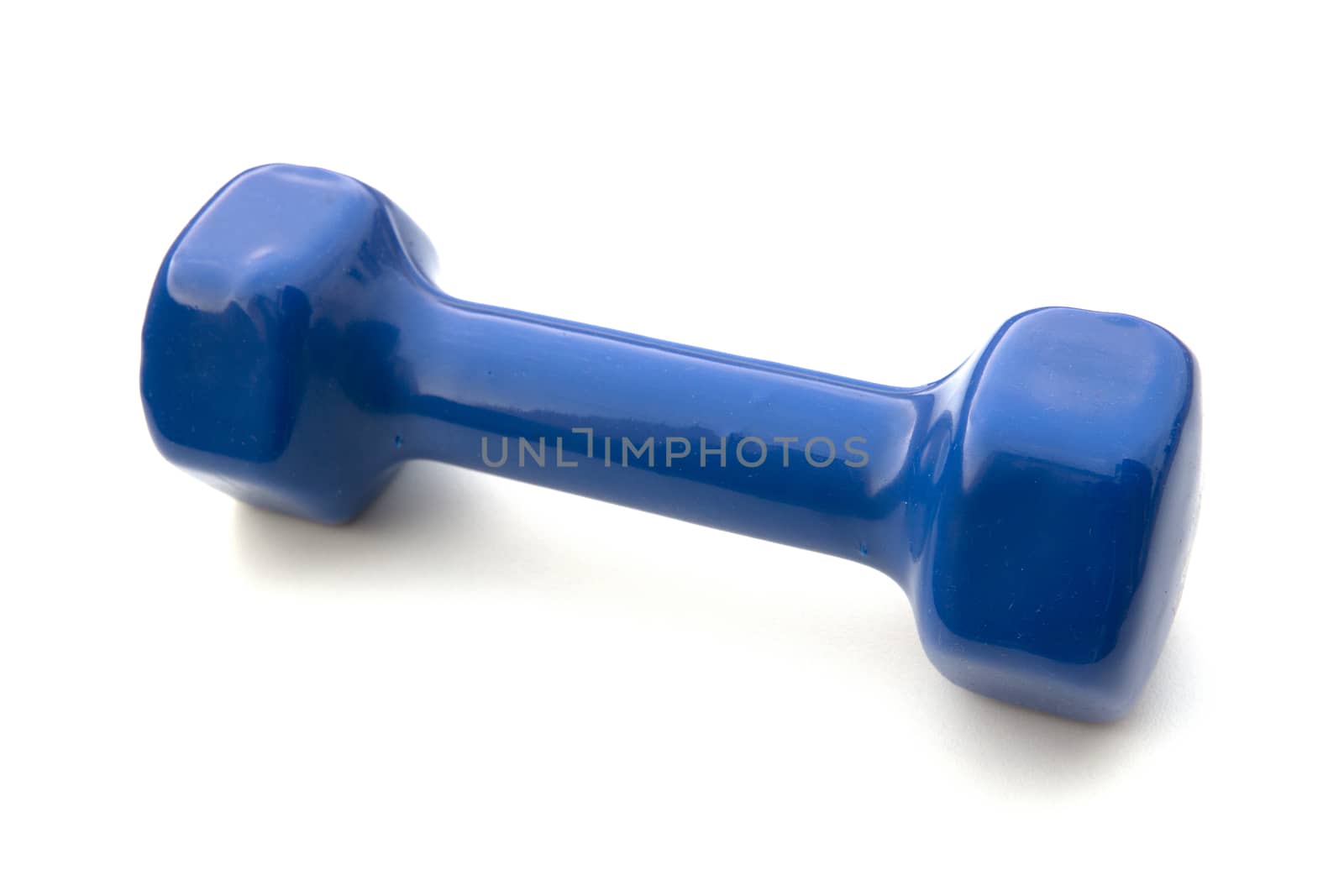 Blue Dumbell on white background weighing 2 kilograms by sonandonures