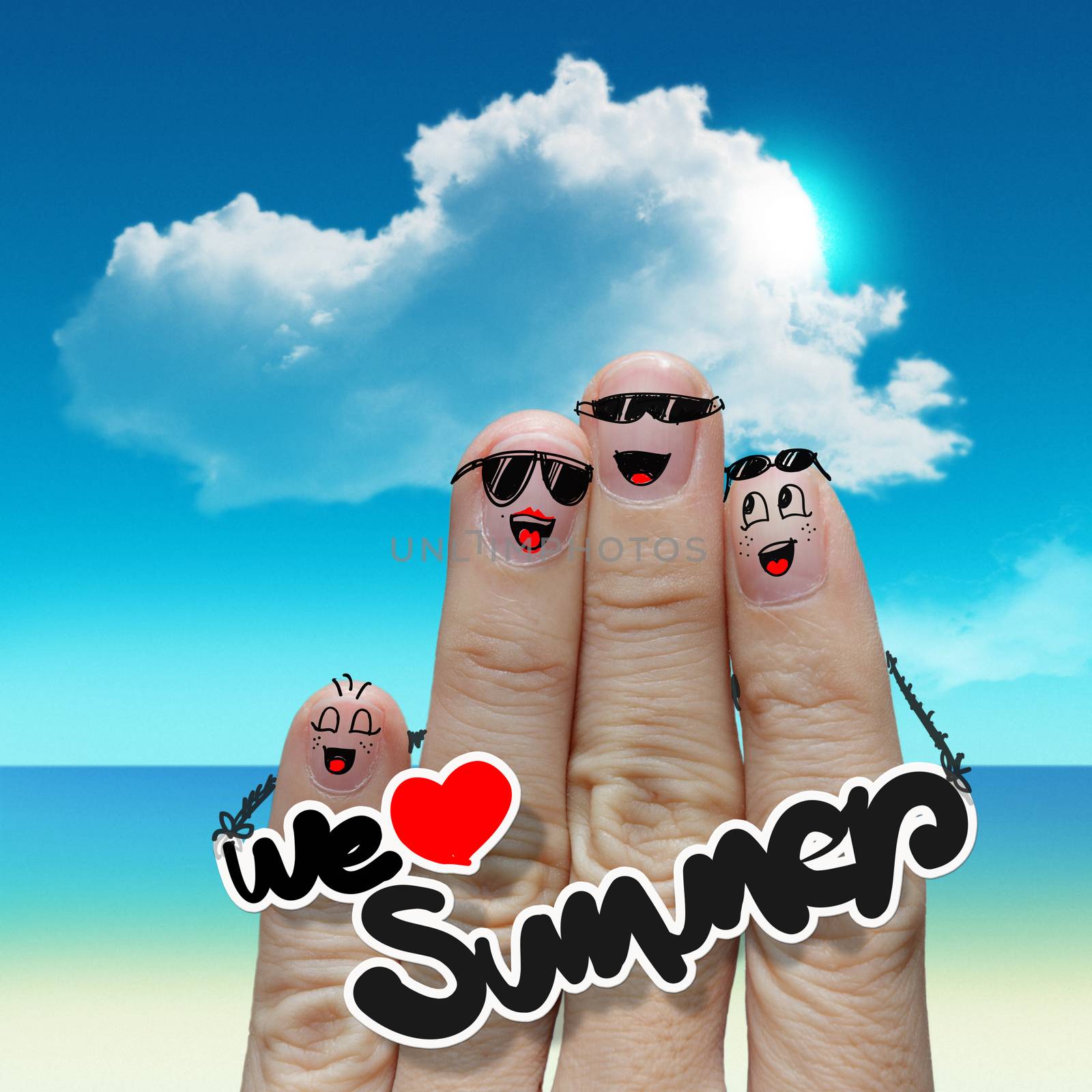 Finger family travels at the beach and we love summer word as concept.