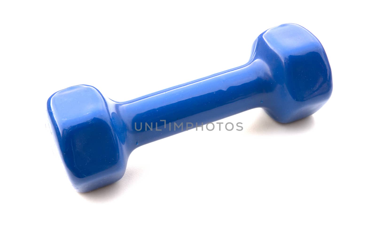 Blue Dumbell on white background weighing 2 kilograms by sonandonures