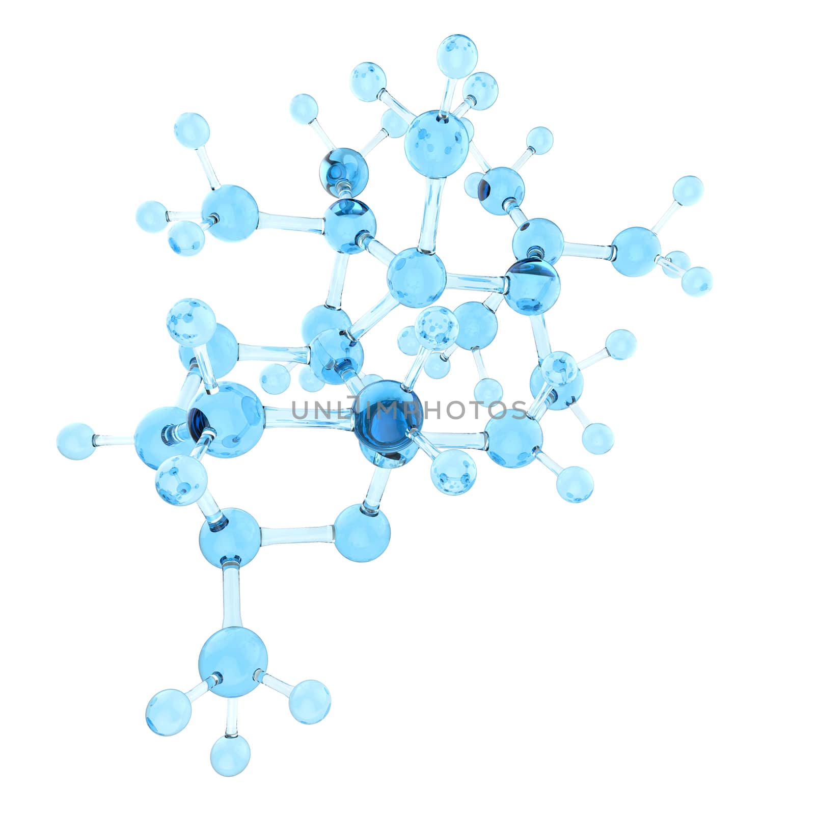 Molecule glass 3d on white background